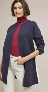 New Anthropologie Moth Evergreen Sweater Coat Large Navy #235 - Picture 1 of 6