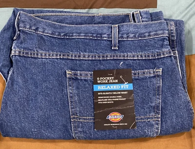 Dickies Work Jeans Mens 50x24 -6 Pocket  Relaxed Fit Blue Denim NEW! - Image 1 of 4