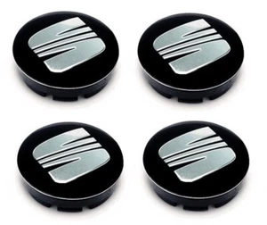 4pcs 56mm Seat wheel cap 5F0601171 Black - Silver Chrome - Picture 1 of 1