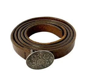 Mossimo Supply Co Skinny Leather Brown Belt Floral Buckle Size Large USA - Picture 1 of 8