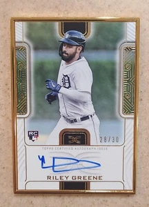 2023 Topps Definitive RILEY GREENE GOLD FRAMED RC AUTO #/30 SSP #DCFA-RG TIGERS - Bild 1 von 2