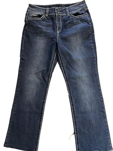Code Bleu Women’s Blue Jeans Size 12 Regular Pockets Bling Gems Rhinestones Boot - Picture 1 of 11