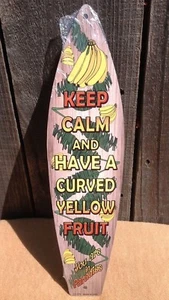 Keep Calm Curved Banana Tropical Fruit Mini Beach Surf Board Sign 17" x 4.5" - Picture 1 of 1