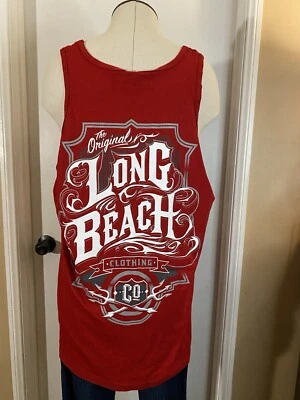 Camiseta sin mangas roja The Original Long Beach Clothing Co talla grande nueva con etiquetas para hombre Foto 1 de 4