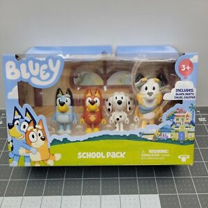 BLUEY School Pack: Bluey, Rusty, Chloe & Calypso Figures! (2018, Moose)