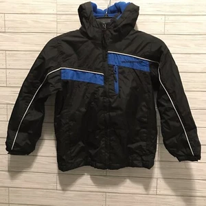 WeatherProof Boys Size 7 Black Blue Hooded Jacket Full Zip Lined - Picture 1 of 15