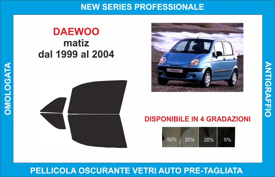 pellicole oscuranti vetri compatibili con daewoo matiz dal 1999-2004 anteriore - Imagen 1 de 1