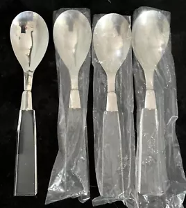 VIER 7-7/8" SUPPENLÖFFEL - KLAR LUCITE - Handtuch Supreme 18/8 Edelstahl - NEU - Bild 1 von 4