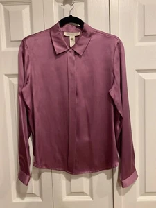 JNY rich plum silk blouse, Sz 10, front hidden button placket, cuffed sleeves - Picture 1 of 9