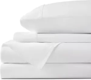 4-Piece 100% Egyptian Cotton Sheet Set (1000 Thread Count), 16” Deep (White) - Picture 1 of 7