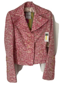 New $418 Walter Blazer Women 0 XSmall Barbie Pink Tweed Lined Pockets USA H8 - Picture 1 of 12