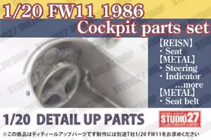 STUDIO27 1/20 Williams Honda FW11 Cockpit parts set TAMIYA Metal Resin FP20128 - Picture 1 of 3