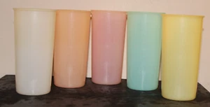 Set Of 5 Vintage Rainbow Tupperware Pastel Drinking Tumblers Glasses 6.5” #107 - Picture 1 of 4