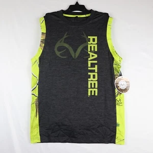 NWT Realtree Activewear Shirt & Shorts Set Boys Medium Charcoal Neon Green Camo - Picture 1 of 12