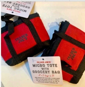 2-TRADER JOE'S Red & Black Micro Shop Tote Mini 2-in-1 Bags NWT FAST FREE SHIP - Picture 1 of 6