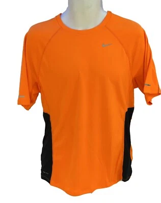 New NIKE RUNNING Mens DriFit Stay Cool Ventilated Gym Top Shirt Neon Orange M - Image 1 of 2