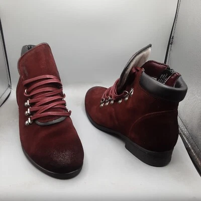 Botas Miz Mooz Steffy para mujer 8,5-9 W EU39W rojas Merlot cuero al tobillo Foto 1 de 4