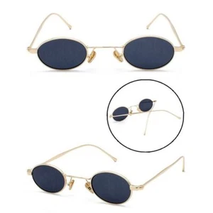 Small Oval Round Sunglasses Vintage Shades Stylish Metal Retro Mens Womens - Picture 1 of 31