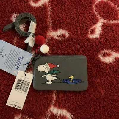 Vera Bradley арахис Snoopy и Woodstock саней молнии ID чехол и ремень серый новый с Ярлыками - Изображение 1 из 4