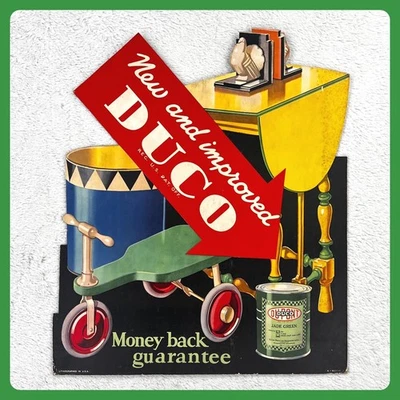 1940s Dupont Duco Paint Vintage Advertising Sign 21" Cardboard Easel Display USA - Image 1 of 4