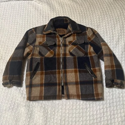 VTG Woolrich Jacket Men M/L  Plaid Sherpa Fleece Line Wool Blend Coat USA - Image 1 of 4