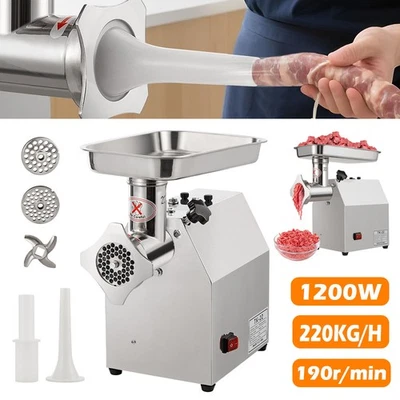 1200W Fleischwolf Gastronomie Edelstahl Gastro Zerkleinerer Fleisch Wolf 220kg/h - Bild 1 von 4