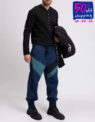 RRP €610 FACETASM Track Trousers Size 5 L Blue Mesh Lined Belted Made in Japan - Image 1 of 4