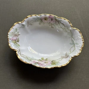 Haviland Limoges France Pink Flowers w/Gold Trim 9.5”/7.5”/2.5”Dinner Bowl - Picture 1 of 16