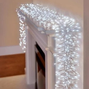 Xmas Lights 2000 LED White Cluster 25M Clear Cable Timer In & Outdoor Christmas - Picture 1 of 5
