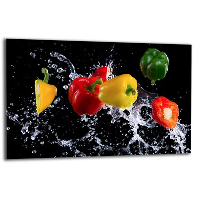 TMK Placa de cubierta de cocina cubierta de vitrocerámica protección contra salpicaduras vidrio 80x52 verduras