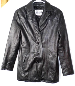 PELLE STUDIO by WILSONS LEATHER Black Leather Jacket/ Shoulder Pads  Size Small - Picture 1 of 8