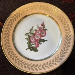 C 1830 Edouard Honore handbemalter Blumen- & Goldteller - Bild 1 von 7