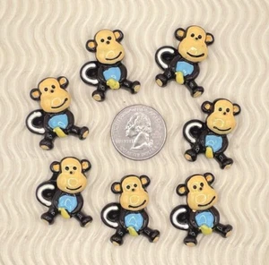 10pc x 1 1/8" Hand Painted Resin Safari Funky Spunky Monkey Flatbacks/Cute SB568 - Picture 1 of 2