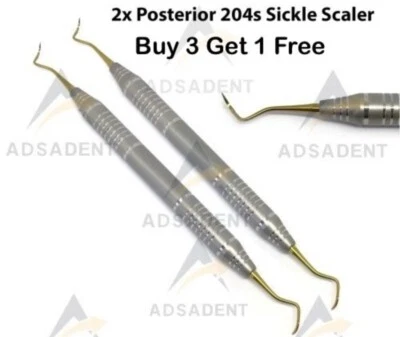 2 Pcs Dental Scaler 204S Posterior Sickle #204S Instruments - Buy 3 Get 1 Free - Image 1 of 2