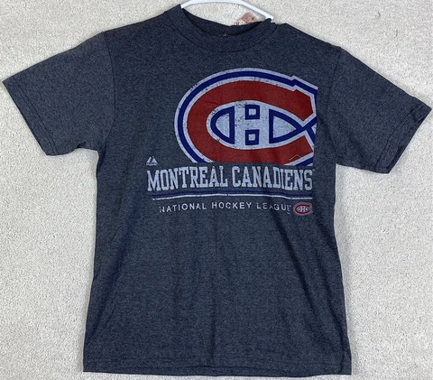 New Montreal Canadiens NHL T Shirt Large Gray Youth Size L Short Sleeve Shirt Cover