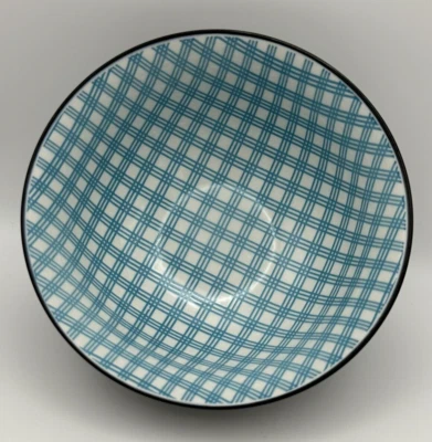 Tazón de cereal sopa de arroz azul blanco negro Dover & York patrones geométricos Foto 1 de 4
