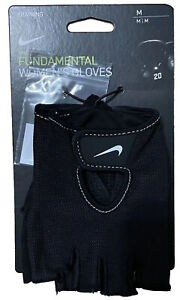 Nike Fundamental Women’s Gym Training Athletic Gloves Black White Check Size M