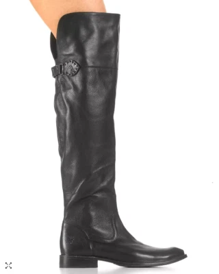Botas de equitação femininas Frye Shirley couro preto granulado acima do joelho 7 B $498 - Imagem 1 de 4
