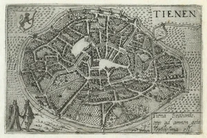 Antike Landkarte "Tienen" (Belgien) Francesco Valegio-D. Rascicotti, um 1598 - Bild 1 von 2