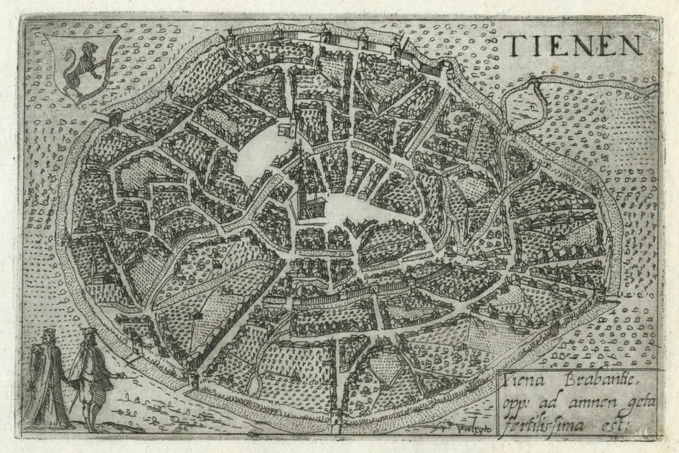 Antique Map "Tienen" (Belgium) Francesco Valegio-D. Rascicotti, c.1598 - Image 1 of 2