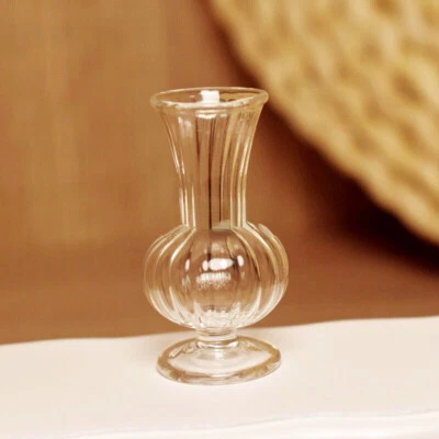 KEEPGO-FTY 2PC Dollhouse 1:6 Scale Clear Glass Vase Desktop Decor Miniature Accessories