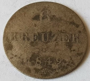 Austria Habsburg Franz Joseph I 1849 6 Kreuzer Silver Coin - Picture 1 of 2