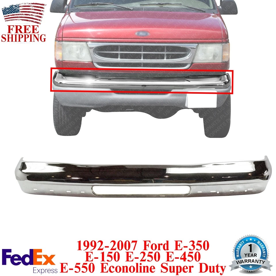 Parachoques delantero cromado para Ford E-150 E-250 E-350 E-450 E-550 Super Duty 1992-2007 Foto 1 de 4