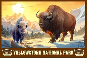 Póster de viaje del Parque Nacional de Yellowstone 12 x 18 una impresión giclee de bellas artes - Imagen 1 de 1