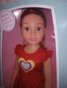 Doll Wispy Walker Uneeda 27" Christmas Toy Red Dress Brown Hair Eyes Walking  - Picture 1 of 15