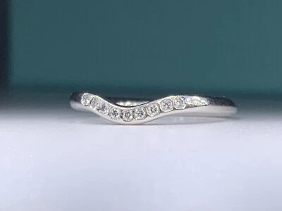 Tiffany & Co Platinum Elsa Peretti Diamond Curved Wedding Band Size 6 $1750.00 - Image 1 of 4