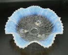 VINTAGE NORTHWOOD POINSETTIA & LATTICE WHITE OPALESCENT GLASS BOWL NON CARNIVAL