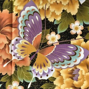 glorious giant butterfly gold lavender metallic gold 100% cotton Rare - Picture 1 of 4