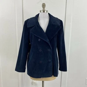 Jonathan Michael Blazer Womens Medium Navy Corduroy Jacket Equestrian Office USA - Picture 1 of 10