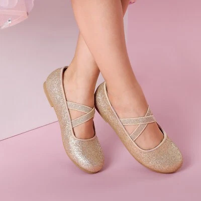 Girls Flat Shoes Kids Toddler Princess Dress Shoes Wedding Ballerina Shoes - Image 1 of 4